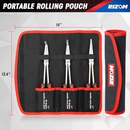 Rizom 3-Piece Long Needle Nose Plier Set, 11'' 90° & 45° Bent Nose Pliers - size: 3PCS-1