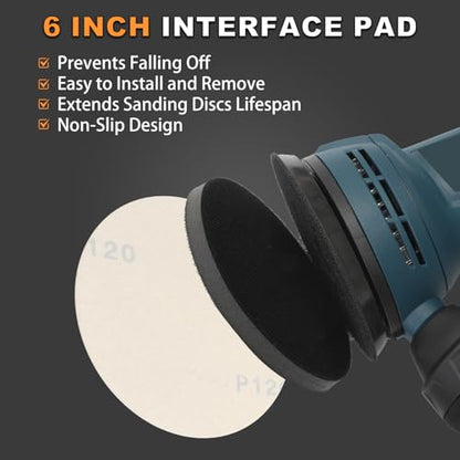 6 Inch Interface Pad + 6 Inch Sanding Dics Hook & Loop: 800/1000/1500/2000/3000/5000 Grit, Wet Dry Silicon Carbide Sandpaper for Orbital Sander, Automotive Polishing/Headlight Restoration/Scratch
