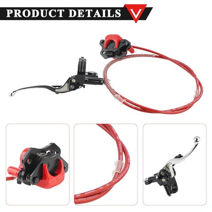 PRO BAT ATV Left Hydraulic Brake Kits with Hand Brake Master Cylinder - color: Red