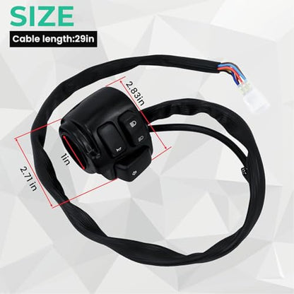 BHB Motorcycle 1" Handlebar Switches Control and Wiring Harness Compatible with Harley Softail 1996-2012 Dyna Sportster V-Rod (Black) - color: Black