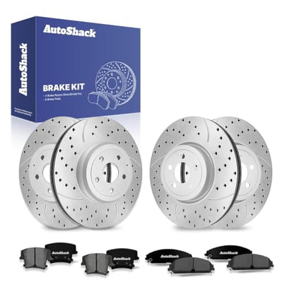 AutoShack Front Vented & Rear Vented Silver Zinc Coated Rotors & Pads - style: SilverShiled Pro & Premium Pad