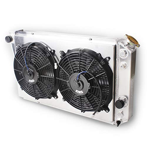 OHOB-COOL 3 Row Full Aluminum Radiator with Fan For 1984-1990 Chevy Corvette 5.7L V8 /1982-2002 S10 Conversion LS - size: 82-02 chevy