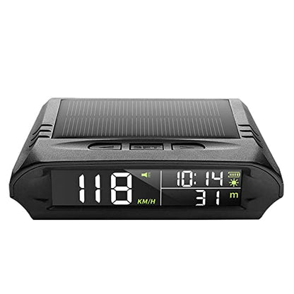Car Wireless Headup Display Solar GPS Digital Speedometer with LCD Screen Overspeed Alarm KMH/MPH Time/Altitude/Temperature/Speed Display