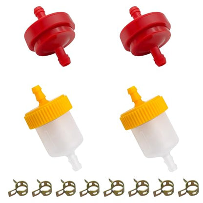 Strongthium 3/16" 1/4" 298090s Inline Gas Fuel Filter Kit - size: red 394358 2pcs + 3/16 2pcs