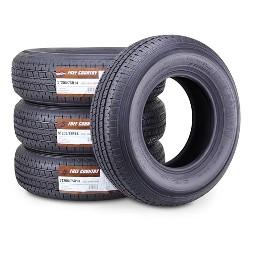 Free Country HD Trailer Tire ST205/75R14 10Ply LR E 109N w/Scuff Guard, PK4