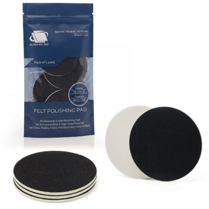 GLASS POLISH PRO Rayon Felt Polishing Pads 3” (75mm) - Pack of 5 - style: 3" (5 Pads)