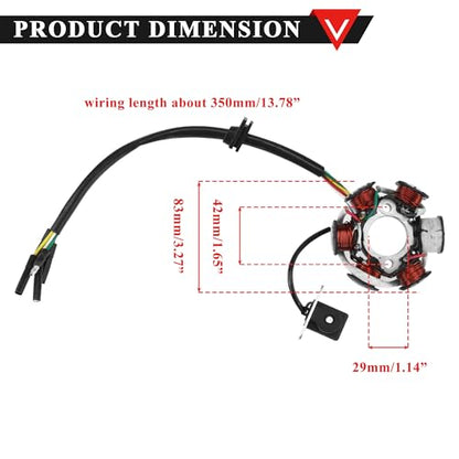 PRO BAT 6 Coil Pole Magneto Flywheel Stator - size: 6 Coils 5 Wires Stator Magneto with Detached Plug