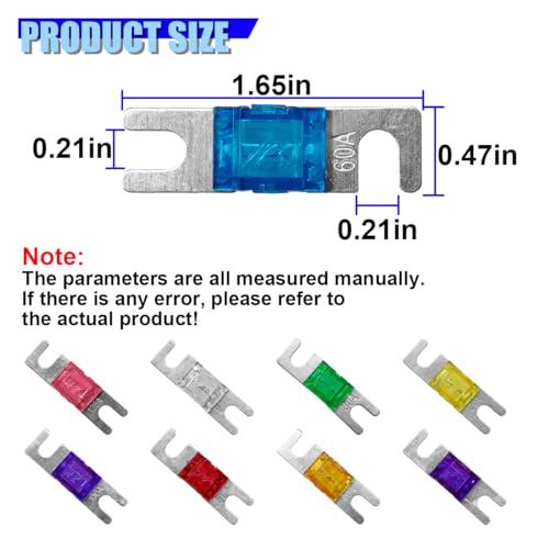 Craedli Car Mini ANL Fuse, 20A 30A 40A 50A 60A 80A 100A 125A 150A Zinc Alloy Blade Fuses Assortment Kit, Universal Fuse Replacement for Auto Audio Video Electrical System(9PCS) - size: 9PCS