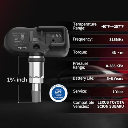 Marsflex TPMS Sensors Fit for Toyota Camry RAV4 Lexus, PMV-C010 Set of 4
