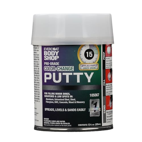 Evercoat Body Shop 105067 Pro-Grade Color-Change Putty for Filling Minor Dings, Scratches and Low Spots in Aluminum, Fiberglass & More, Easy Mix Hardener Included 13 Fl Oz. - size: 13 Fl Oz., style: Color-Change Putty