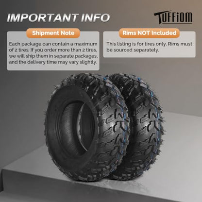 TUFFIOM Set of 2 ATV UTV Tires, 22x7.00-11/6PR All-Terrain Mud Tires with Directional Tread, Drainage, Strong Srip and Snow-breaking for Rainy/Snowy Areas, Tubeless Trail Tire - size: 22x7.00-11 (2 pack)
