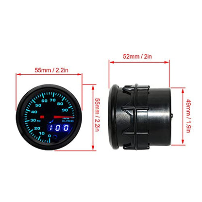 Oil Pressure Gauge Kit,Oil Pressure Gauge Electric and Sender,Automotive Electrical System Products,2In 52Mm Oil Pressure Meter Pointer Digital Display with Stepper Motor
