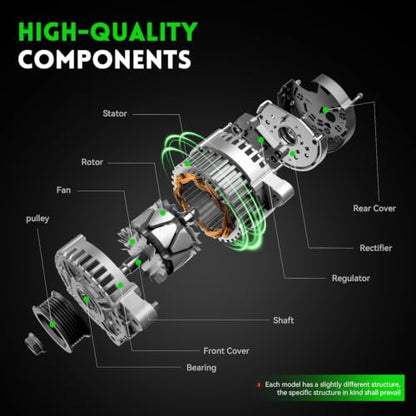 New 100Amp Alternator Compatible with Toyota Camry 2007-2009, Corolla 2009-2010, Matrix 2009-2013 2.4L, for Pontiac Vibe 2009-2010, Scion xB 2008-2013, Replace 27060-0H110, 104210-4880, 11195 AL3321X - size: 11195N