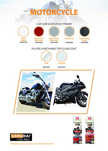SAMURAI 2-Part Epoxy Superbike Primer Spray Paint (Metal Primer Silver Grey, Pack of 1 Cans) - color: Metal Primer Silver Grey, size: 11.3 Ounce (Pack of 1)