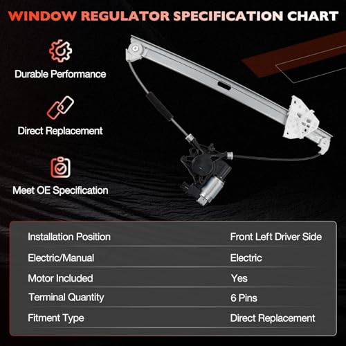 748-093 Front Left Driver Side Power Window Regulator w/Motor (6 Pins) - size: 748-093