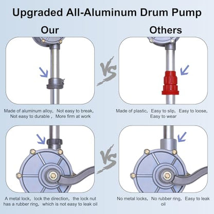 LYCARESUN 15 to 55 Gallon Drum Pump, Upgraded All-Aluminum Oil Transfer Barrel Pump, Hand Fuel Pumps for Diesel, Kerosene, Hydraulic Fluid - style: All-Aluminium
