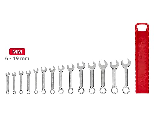 TEKTON Stubby Combination Wrench Set, 14-Piece | WCB92402 - size: 14-pc. (6 - 19 mm), style: Holder