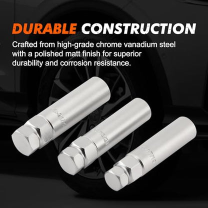 CASOMAN 3-Piece 10 Spline Lug Nut Key Set, Wheel Lock Removal Tool Kit for Easy Removing and Installing Aftermarket & Factory Wheel Tire Lug Nuts, CR-V Steel - size: 3-Piece Set