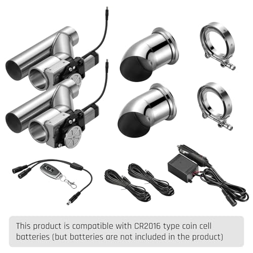SPELAB Dual Electric Exhaust Cutout 2.5 Inch with Elbow Muffler Exhaust Valve Kit with One Controller Remote Kit
