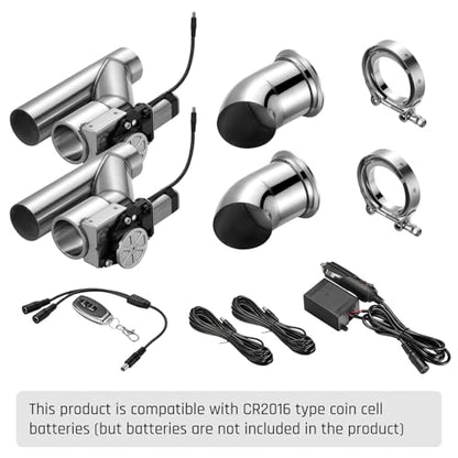 SPELAB Dual Electric Exhaust Cutout 2.5 Inch with Elbow Muffler Exhaust Valve Kit with One Controller Remote Kit