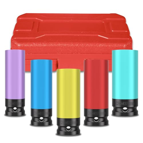 5 PCS 1/2" Drive Wheel Protector Impact Socket Set Metric 15 17 19 21 22 mm - size: 1/2" Protective Cover Sockets 5pcs