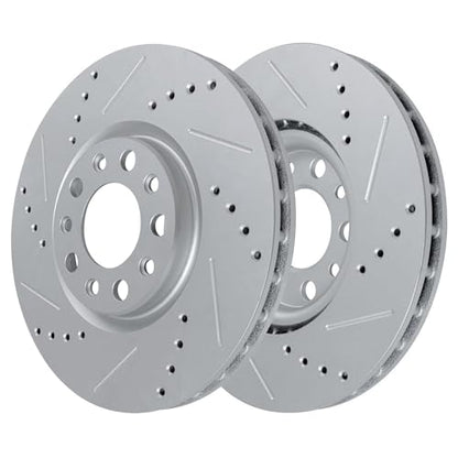 Detroit Axle - 10pc Drilled and Slotted Brake Kit for 2013-2016 Dodge Dart - size: 10PR53075/kit