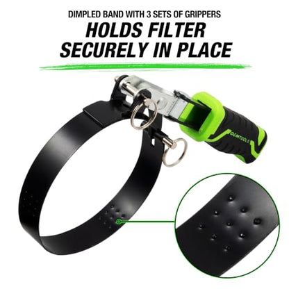 OEMTOOLS 87116 4-in-1 Swivel Oil Filter Wrench, Oil Filter Wrench Set Heavy Duty, Fits Filters Sized 2-3/8" to 4-3/8" in Diameter, Green and Black - size: 2-3/8" - 4-3/8" (4-in-1 Adjustable)