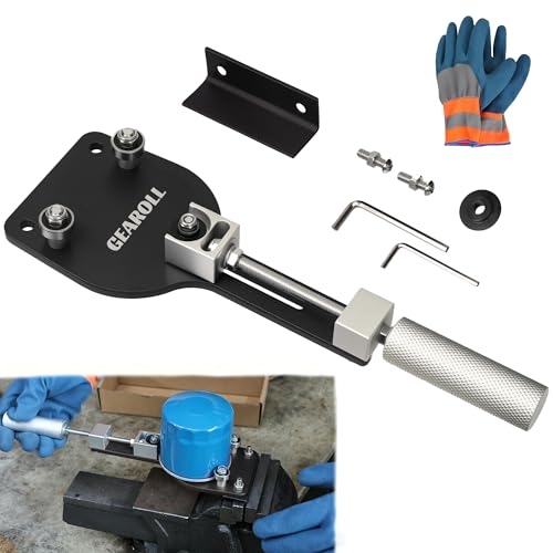 77750 Oil Filter Cutter Tool with Vise Jaw Plate, Oil Filter Cutter Cutting Tool for Filter Cutting Range 2-3/8" to 5" (Black) - color: Black