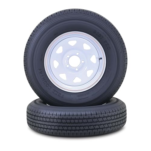Free Country Trailer Tire Wheel ST185/80R13 8-Ply 99N 5X4.5 White Spoke Pk2 - size: ST185/80R13 /8PR /5x4.5