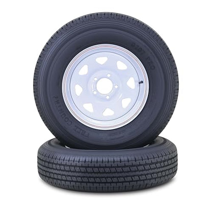 Free Country Trailer Tire Wheel ST185/80R13 8-Ply 99N 5X4.5 White Spoke Pk2 - size: ST185/80R13 /8PR /5x4.5