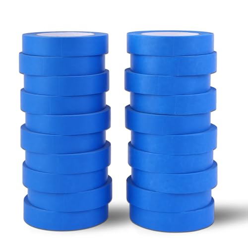 EFOK 20 Rolls Blue Painters Tape 1 inch Wide Bulk Paint Masking Tape 55 Yds - size: 1 Inch × 55 Yards