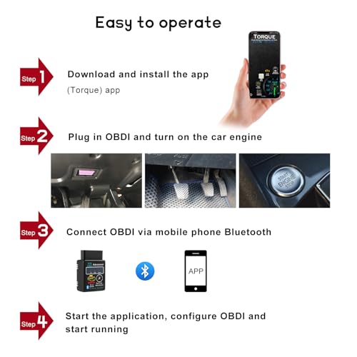 Bluetooth OBD2 Scanner for Car, OBD II Wireless Diagnostic Code Reader Bluetooth Scan Tool, Universal Professional Auto Engine Fault Diagnosis Tester Adapter, Car Accessories