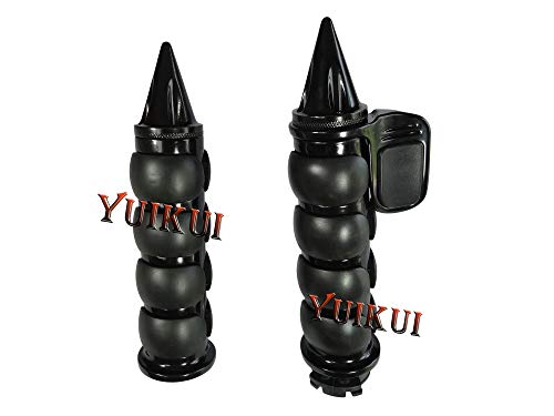 Motorcycle Black Chrome Grips 32mm/1-1/4 Inch Rubeer Hand Grips Handlebar Grips with Boss Throttle Compatible with Honda VT1300/FURY/INTRESRATE/SABRE 2009-2015 - color: Blcak,Type 1(55mm boss throttle)