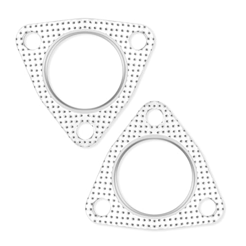 2PCS 2" Exhaust Gasket Set,3-Bolt Exhaust Flange Gasket with High Sealing,Multifunctional Car Accessories Header/Muffler/Catalytic Converter Gaskets for Most Cars,Trucks,SUVs (2") - color: Triple-hole 2"