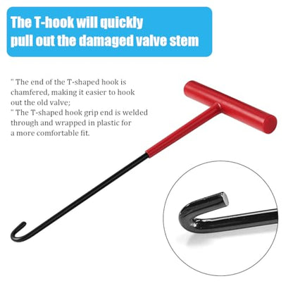 Car Tire Valve Quick Change Tool Kit, 13PCS Tyre Valve Stem Core Replacement Set Includes 4PCS TR413 Valve Stems, Replacing Leaky Valves Stem Installation Tool, Universal Fit (Red)