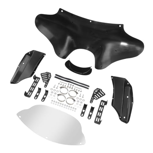 TCT-MOTORPARTS ABS Front Outer Batwing Fairing Windscreen w/Mount Blacket Fit For Harley Touring Softail Dyna Road King 1994-2016 Fat Boy Street Bob Yamaha V Star 650 1100 classic Suzuki - style: Fairing+Clear Windshield+Bracket