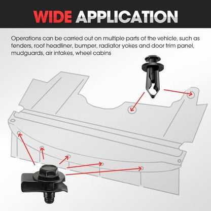 DNA Motoring 35pcs Engine Under Cover Splash Shield Guard Body Bolts, Bumper Fender Rivet Car Retainer Fastener Clips Compatible with Infiniti Nissan G35 G37 FX35 FX45 EX35 370Z 350Z, TOOLS-00735 - style: 35pcs