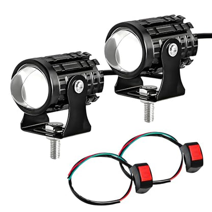 2 PCS Motorcycle LED Driving Fog Lights, 12W 12-80V White/Amber Motorcycle Spotlights with 2 ON-ON-OFF Switches, Waterproof Auxiliary Headlight for Cars Trucks Motorcycles