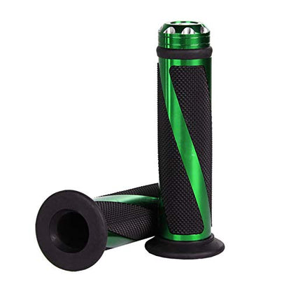 7/8" Aluminum Rubber Gel Hand Grips for Motorcycle Sports Bikes Handlebar - color: Green