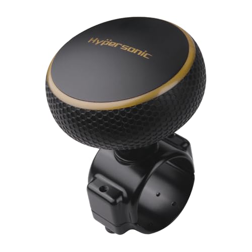 Hypersonic Steering Wheel Knob Spinner - Large Non-Slip Suicide Knob with Bearing, Steering Wheel Accessories Effortless Driving - Ideal for Drivers - color: Gold