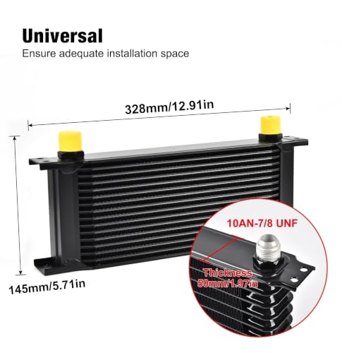 EVIL ENERGY 16 Row Oil Cooler Kit, 10AN Engine Cooler Radiator Universal - size: 16 Row