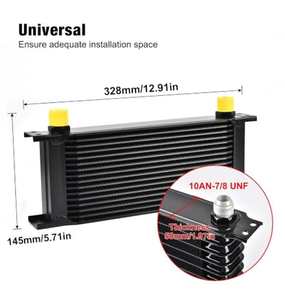 EVIL ENERGY 16 Row Oil Cooler Kit, 10AN Engine Cooler Radiator Universal - size: 16 Row