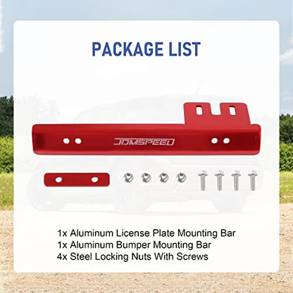 JDMSPEED Universal Red Front Bumper License Plate Mount Bracket Relocator Holder Bar - color: Red