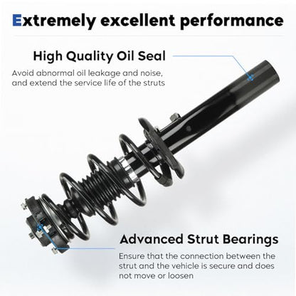 Front Struts Assembly Fit for Jetta 06-17, 09-17 for CC, 06-17 for Passat, 10-14 for Golf, 2012-2017 for Beetle, Shock w/Coil Spring Replace for 172311