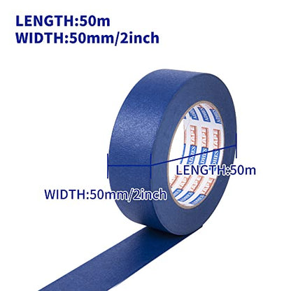 ADHES Blue Painters Tape 2 inches Wide, Masking Tape for Painting - size: 50mm x 50m