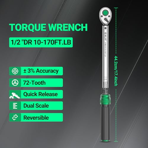 1/2" Drive Click Torque Wrench, 10-170 Ft-Lb/13-230 Nm - size: 1/2", 10-170 ft-lb