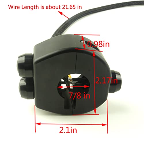 Three Buttons Motorcycle Handlebar Switch Aluminum Turn Signal Horn Headlight Starter Power Control Switch for 7/8 inch Handlebar Bobber Cafe Racer Chopper(Fit 7/8 inch Handlebars, Black) - size: Fit 7/8 inch handlebars