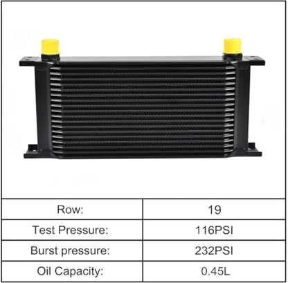 EVIL ENERGY 19 Row Oil Cooler Kit, 10AN Engine Cooler Radiator Universal - size: 19 Row