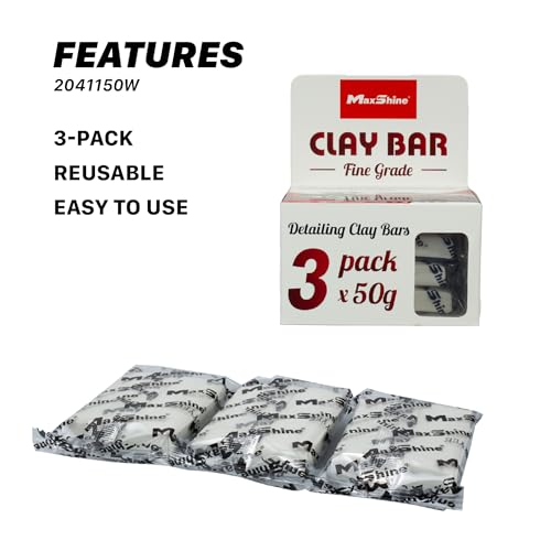Maxshine 3-Pack Magic Clay Bar (50g Each) – Fine Grade Clay for Car Detailing – Removes Surface Contaminants from Paint, Glass, Plastic & Metal – Reusable Clay for Auto & Boat Detailing - style: 3-Pack Fine Grade