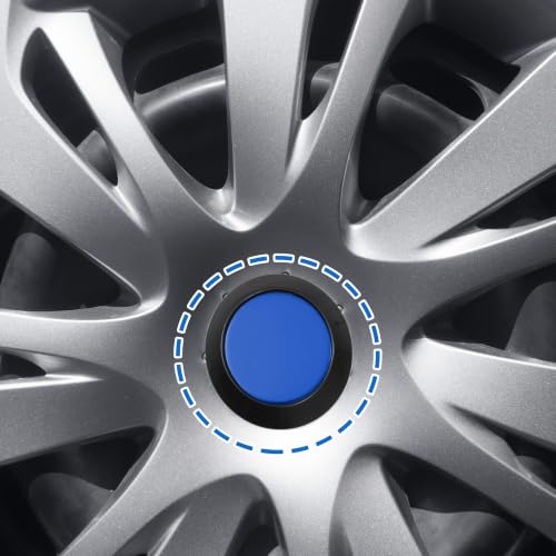 ACROPIX 4pcs OD 70mm/2.76" Black Gloss Blue Car Wheel Center Hub Caps